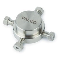Valco Fitting, Zero-Dead-Volume Internal Cross, 1/16" Tube, 0.25 mm Bore, ea.