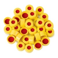 Short Screw Caps, Screw-Thread, PTFE/Silicone/PTFE Septa, Yellow, Preassembled, 2.0 mL, 9 mm, 100-pk.