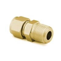 Swagelok Fitting, 1/8" to 1/8" NPT Male Connector, Brass, 10-pk.