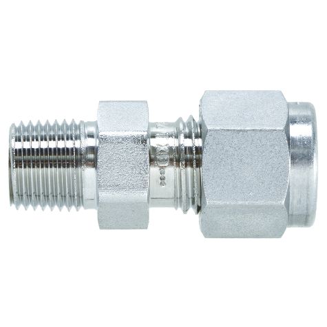 Swagelok Fitting, 1/4 to 1/8 NPT Male Connector, Stainless Steel